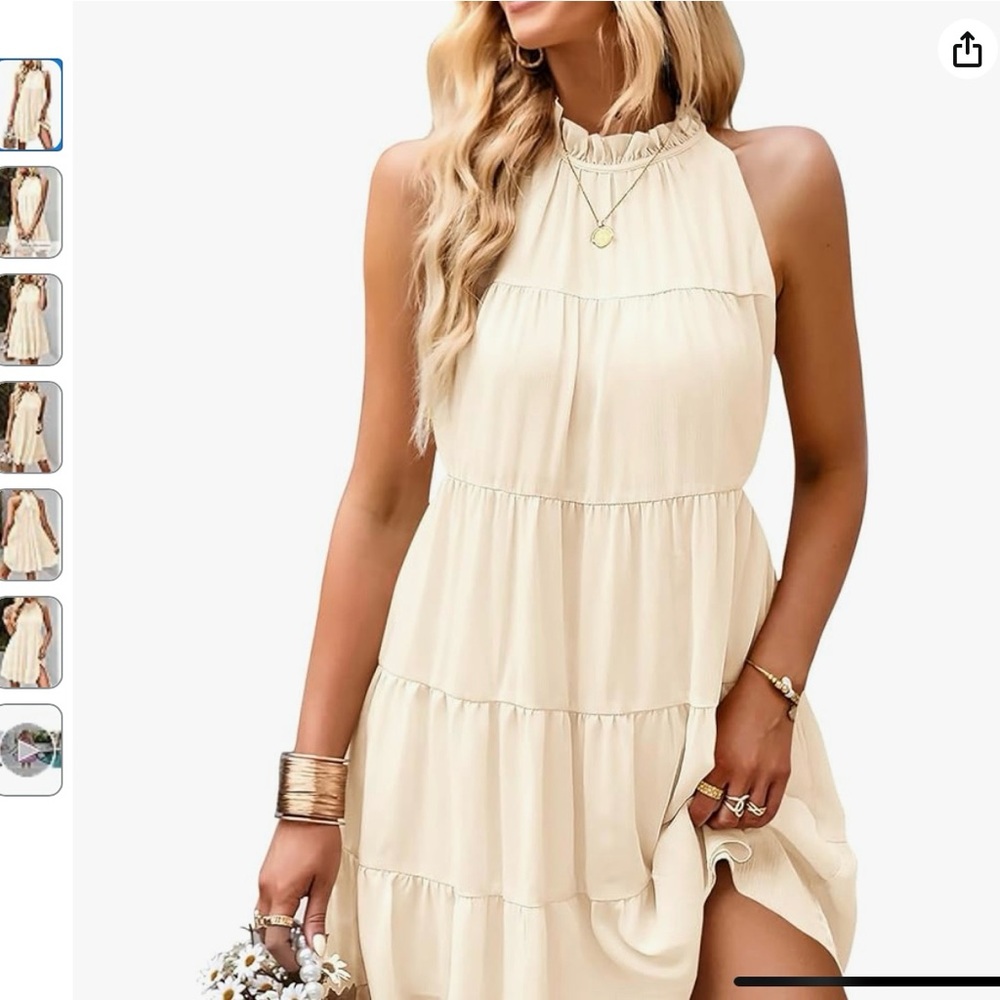 NWT Kirundo Size S Apricot Halter Sleeveless Babydoll Tiered Pleated Beach Dress